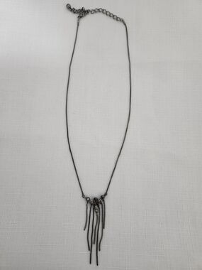 Black Fringe Pendant Necklace